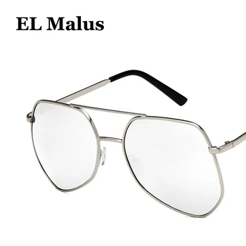 [EL Malus]veliki metalni okvir sunčane naočale Muškarci Žene siva žuta pink objektiv ogledalo zlato srebro nijanse klasicni prevelike sunčane naočale
