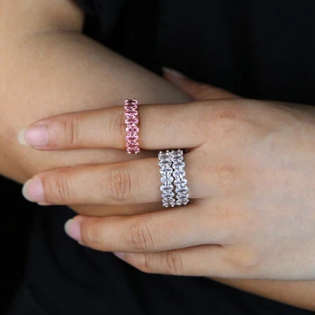 Bijela pink ovalni cz utro širina prstena s ružičastim zlatom srebrna boja premazom cijena po cjeniku proizvođača veleprodaja veleprodaja prsten nakit za žene Lady