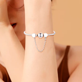 Pogodan Pandora ovjes narukvica 925 sterling srebra potpis lanac sigurnosti srebro DIY Šarm perle za izradu nakita SF013