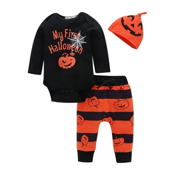 2020 pamuk Baby Boy unisex odjeća 3pcs body+hlače+šeširi za Bebe Halloween setovi bundeva Baby Girl odjeća tisak pun rukav