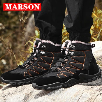 MARSON muške zimske cipele za snijeg neklizajući patike sa krznom toplo muškarci planinarske cipele prozračni vanjski cipele plus size