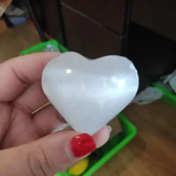 45 mm polirana Bijela selenit zupčasti Crystal srce navoj uređenje doma kvarcni kristali