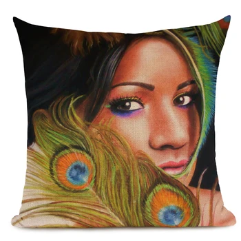Afrička portret ulje na platnu pamuk posteljinu jastučnicu afrička nacija žene Dekorativna jastučnica jastučnica za uređenje doma