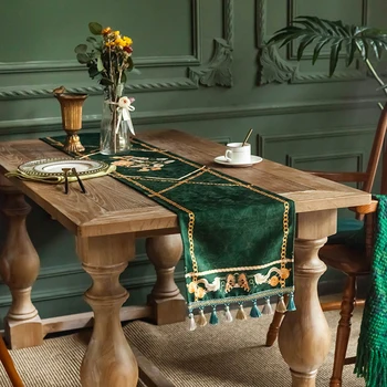 FSISLOVER 2020 novi stol trkača zelena šanil kićanka stol Trkač jednostavan europski stil glavna stranka ukrasne stolnjake