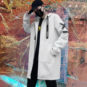 Duga Jakna Muška Moda Ispis 2019 Proljeće Harajuku Ветровка Kaput Muške Casual Odjeća Hip-Hop Ulica Odjeća Kaputi