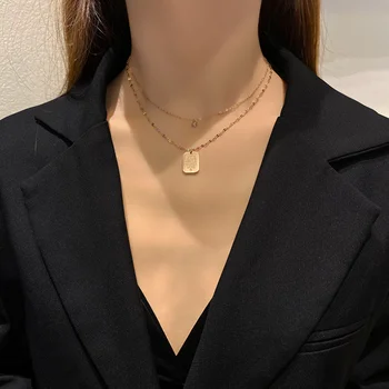 Nehrđajući čelik 316L 2021 nova moda high-end nakit 2 sloja Cirkon natpisi ovjes krug choker ogrlice privjesak za žene